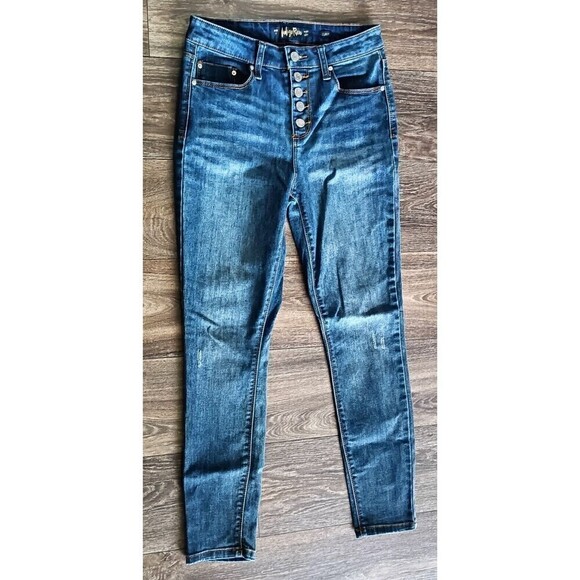 Indigo Rein Jeans Curvy Ankle Skinny  Juniors Size 27 Blue Button Fly High Waist - Picture 2 of 11